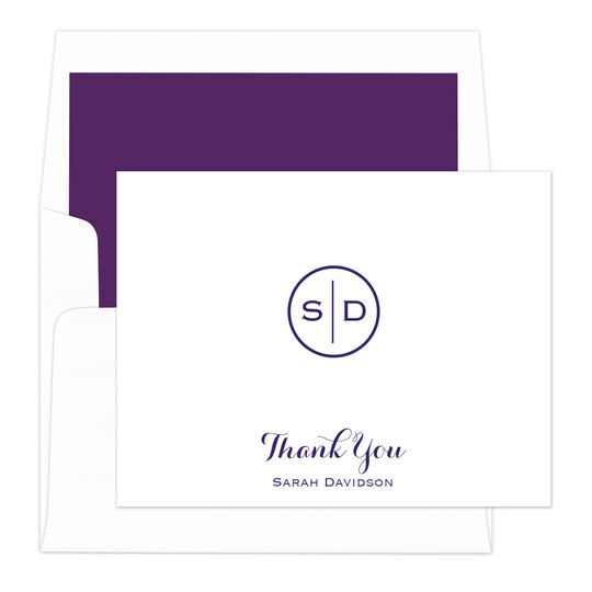 Circle Initials Thank You Note Cards